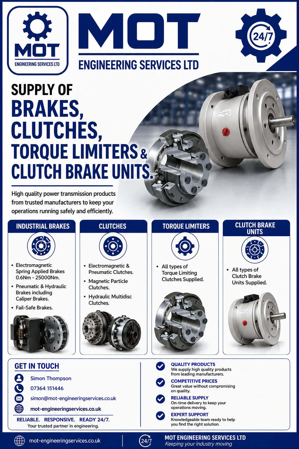 Industrial brakes, clutches and torque limiters