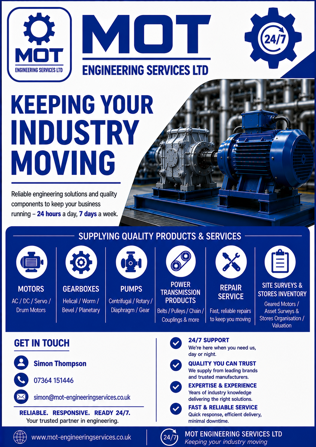 MOT Engineering Services industrial engineering flyer