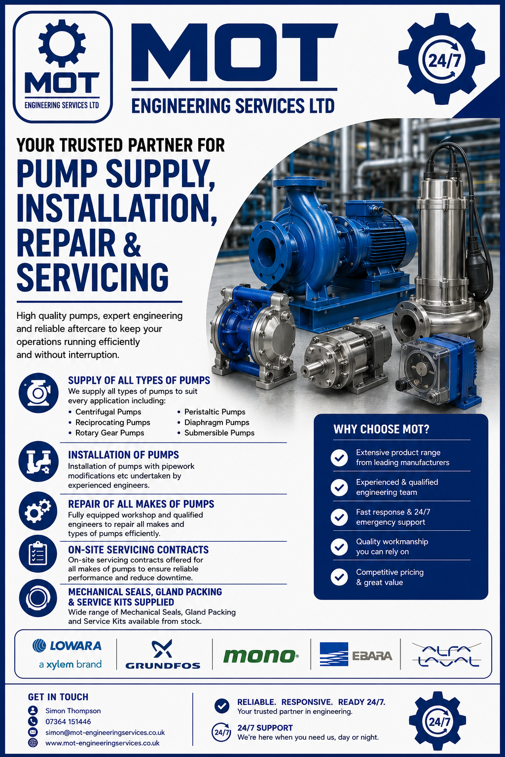 Industrial pump supply and servicing